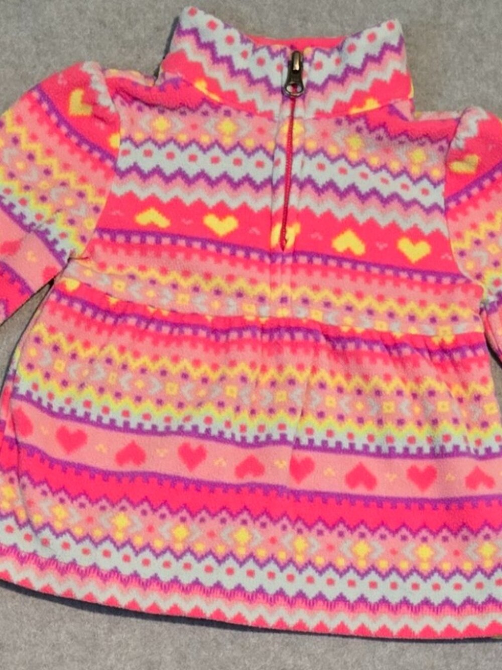 Children's Place Girl's Size 12-18M Quarter Zip Fleece Pink Multicolored Sweater